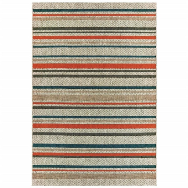 Palacedesigns 9 x 12 ft. Gray & Blue Geometric Indoor & Outdoor Area Rug PA3656803 - main